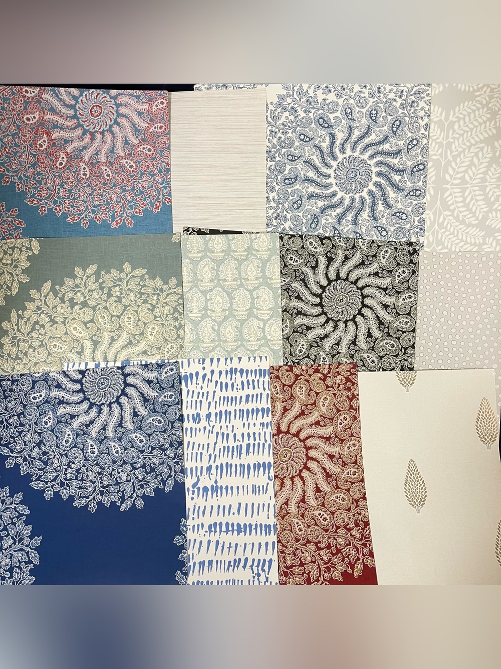 12 Large Designer Paisley Print Assorted Arts & Crafts Wallpaper Sample Sheets